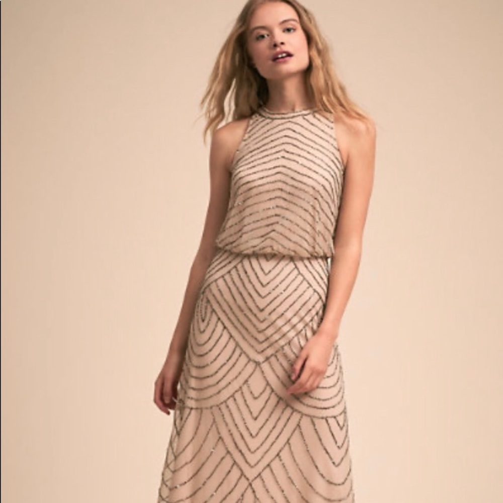 Adrianna Papell “Madigan Dress,” Nude, Size 14